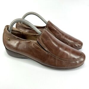 Women Pikolinos Brown Slip On Leather Loafer Mocassin Shoe Size 40 Made in Spain